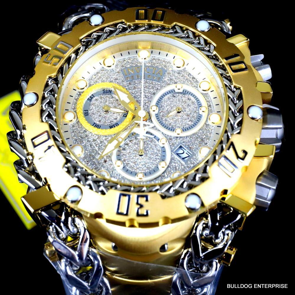 Invicta Reserve Gladiator 1.17CTW Diamond Gold Plated Steel Swiss 61mm Watch New