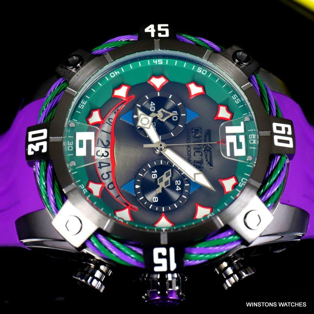 Invicta DC Comics Joker Bolt Limited Edition 50mm Purple Chronograph Watch New