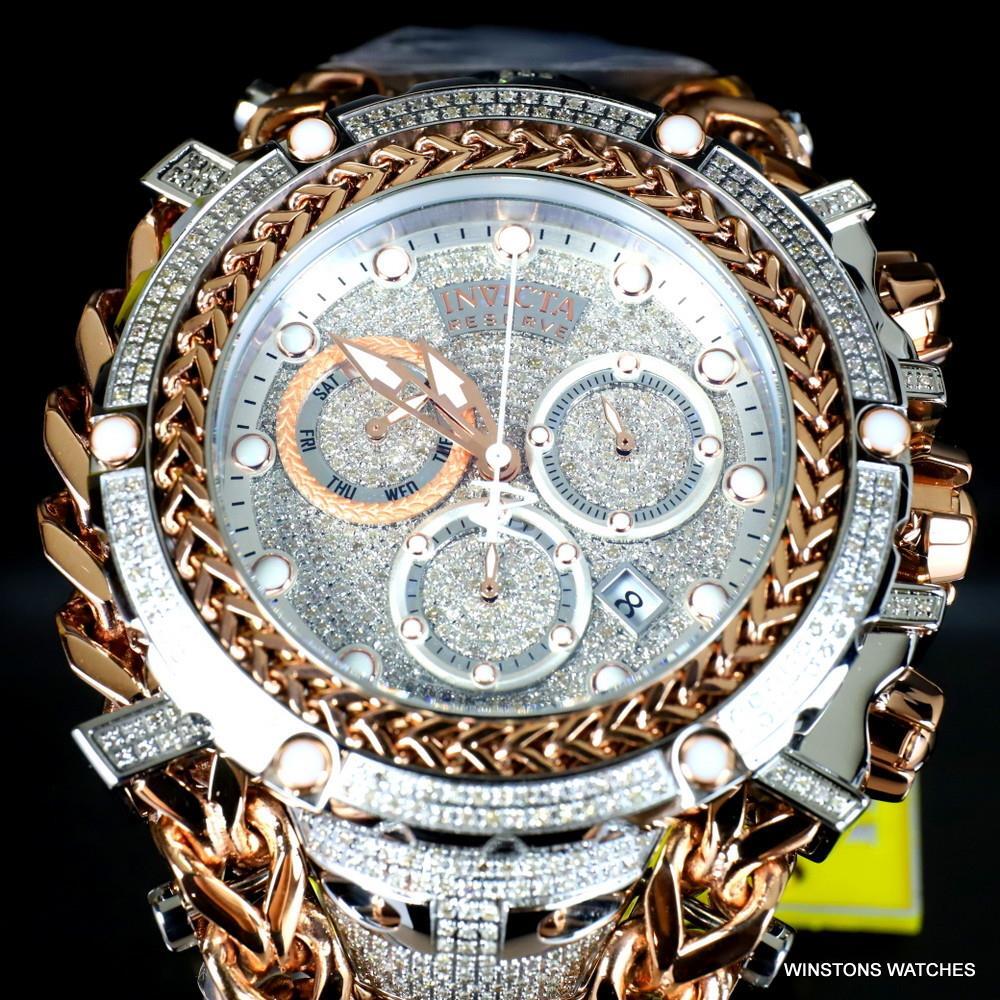 Invicta Reserve Gladiator 2.92CTW Diamond 2 Tone Rose Swiss Steel 61mm Watch New