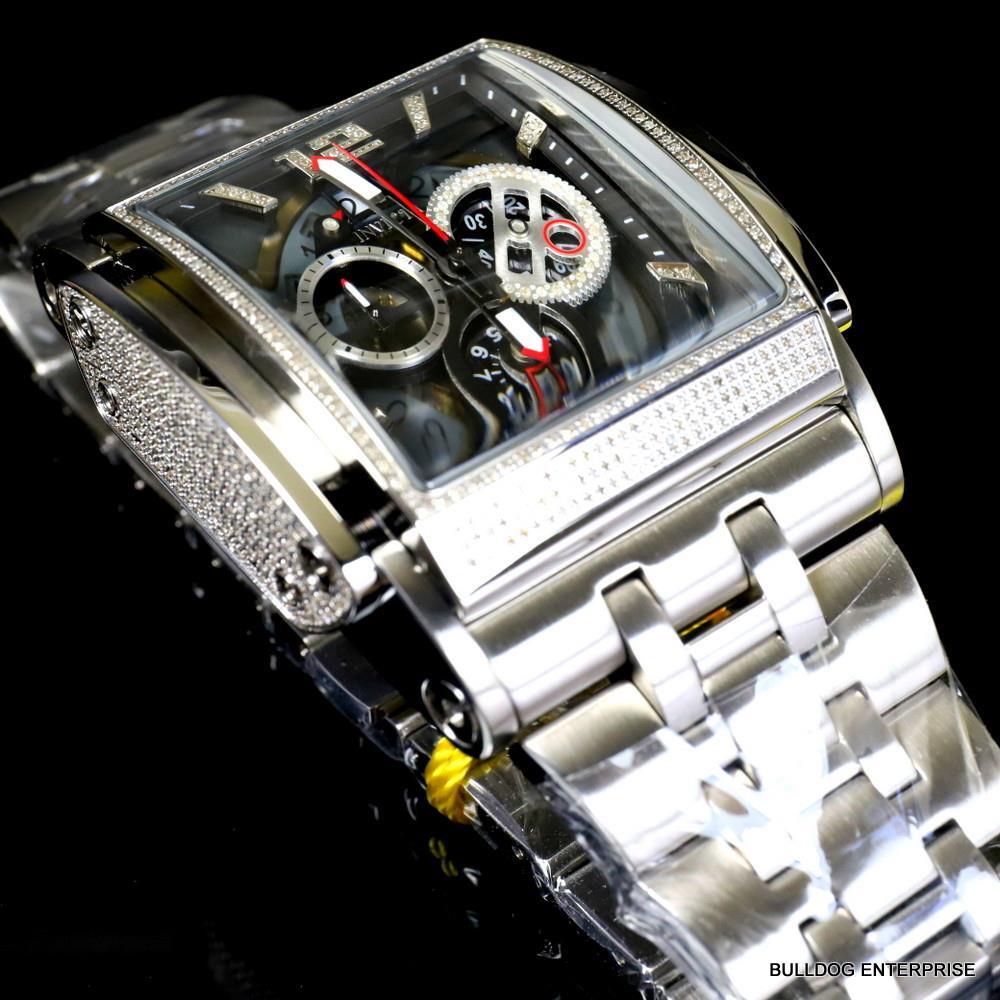 Invicta Shaq Speedway The Beast 3.27 CTW Diamond Steel 47mm Swiss Watch New