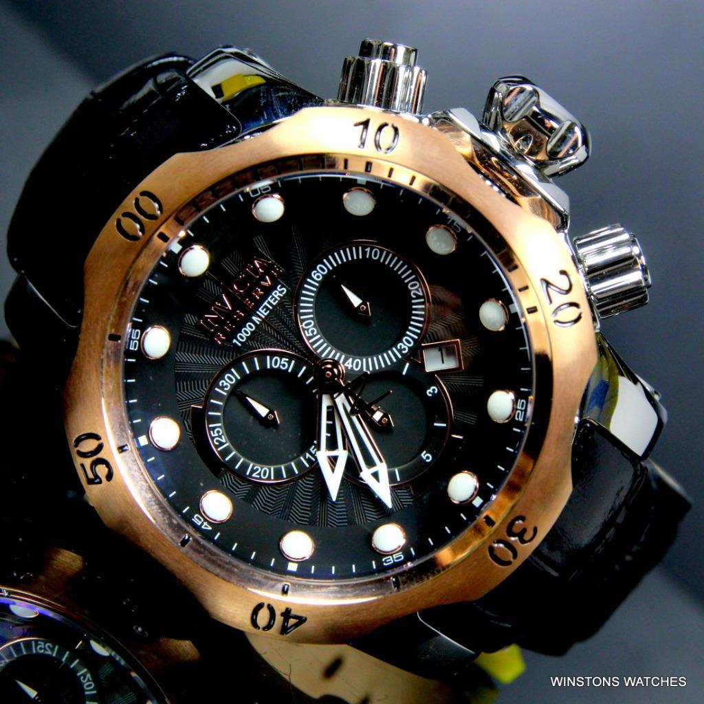 Invicta Reserve Venom Elegant Black Rose Gold Tone Swiss Mvt 52mm Watch New