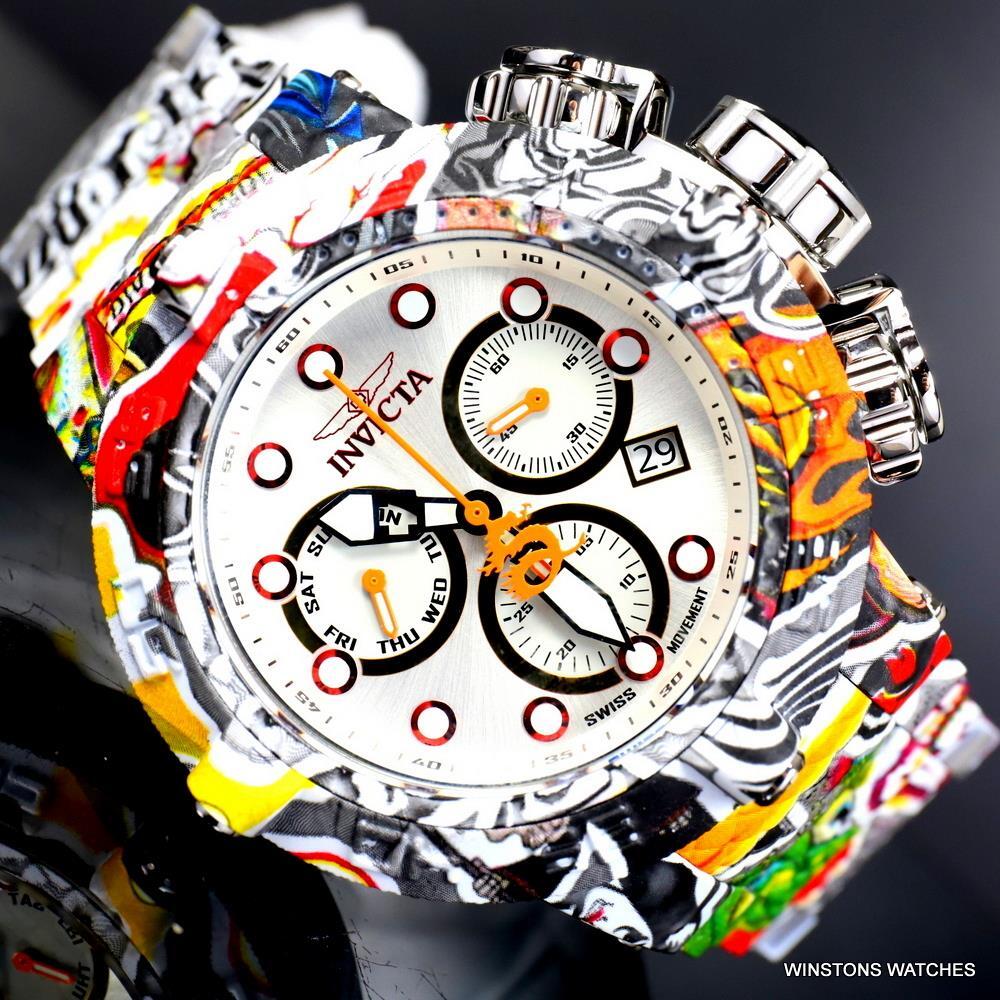 Invicta The Subaqua Graffiti Steel Hydroplated Bracelet Swiss Mvt Watch 50mm New