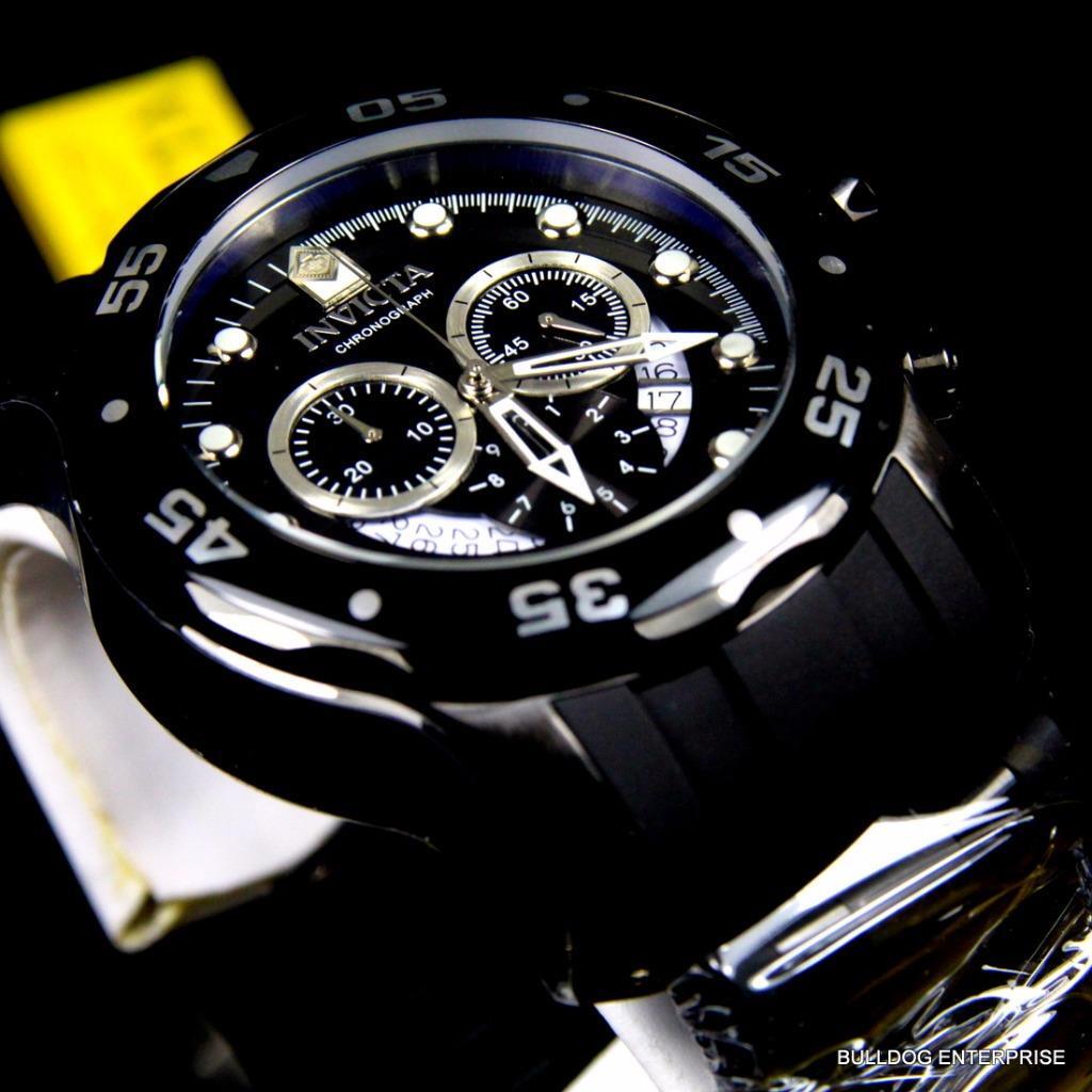 Invicta Pro Diver Scuba Black Chronograph Rubber Black Combat Watch New