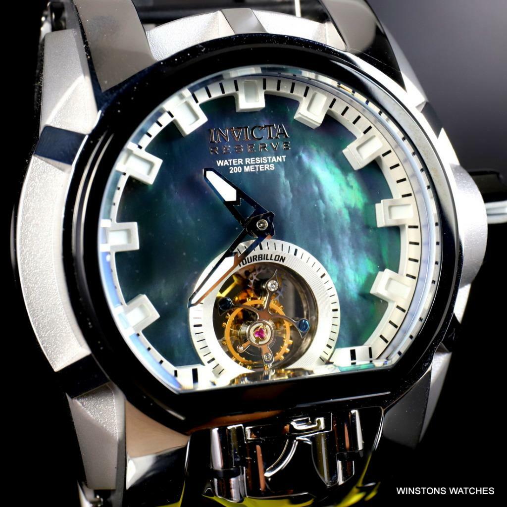 Invicta Reserve Magnum Bolt Zeus Tourbillon Black MOP Steel 52mm Watch New