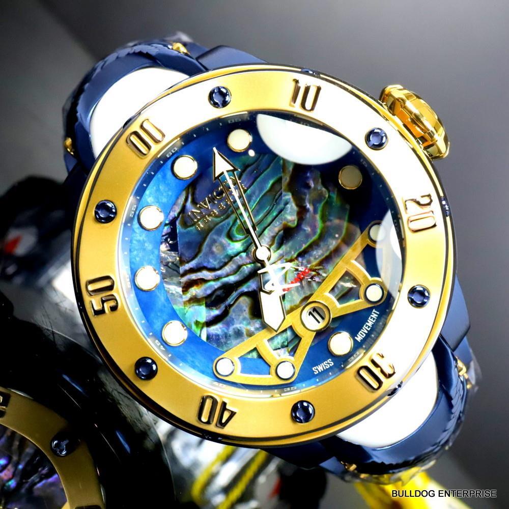 Invicta Reserve Kraken Swiss R150 Automatic Abalone Blue Steel Watch 52mm New