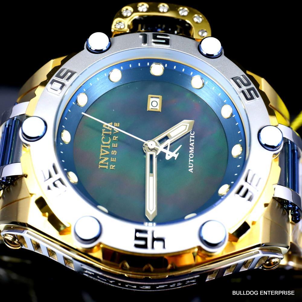 Invicta Reserve Flying Fox Gold 2 Tone Steel Black MOP Automatic 52mm Watch New