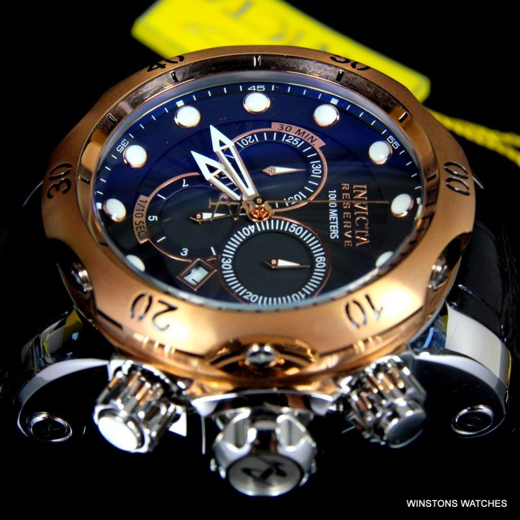 Invicta Reserve Venom Elegant Black Rose Gold Tone Swiss Mvt 52mm Watch New