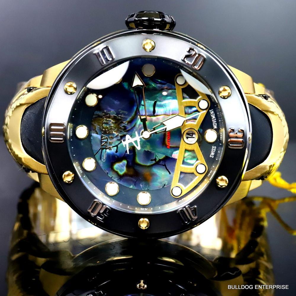 Invicta Reserve Kraken Swiss R150 Automatic Abalone Gold Plated Watch 52mm New