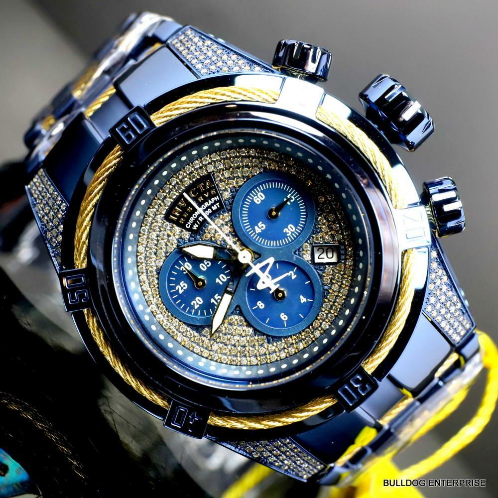 Invicta Bolt Zeus Blue Label 1.31 CTW Diamond Swiss Mvt Steel 52mm Watch New