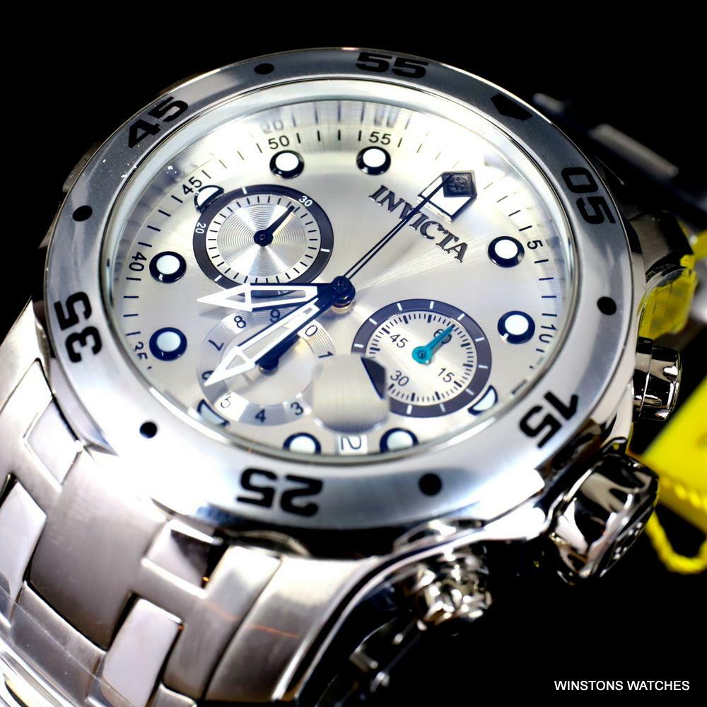 Invicta Pro Diver Scuba Silver-Tone Stainless Steel Chronograph 48mm Watch New