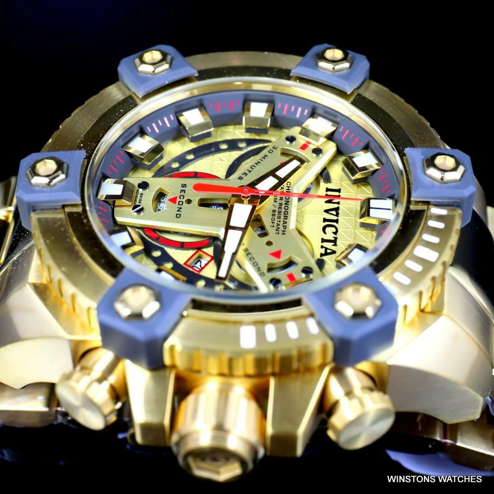 Invicta Grand Octane Coalition Forces 63mm Gold Plated Swiss Mvt Watch New