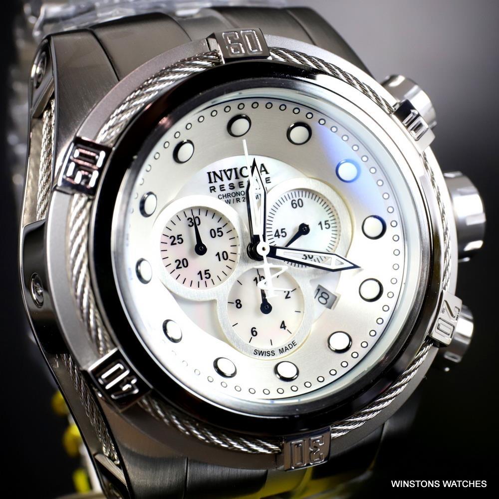 Invicta Reserve Bolt Zeus Swiss Made 52mm Stainless Steel White MOP Watch New