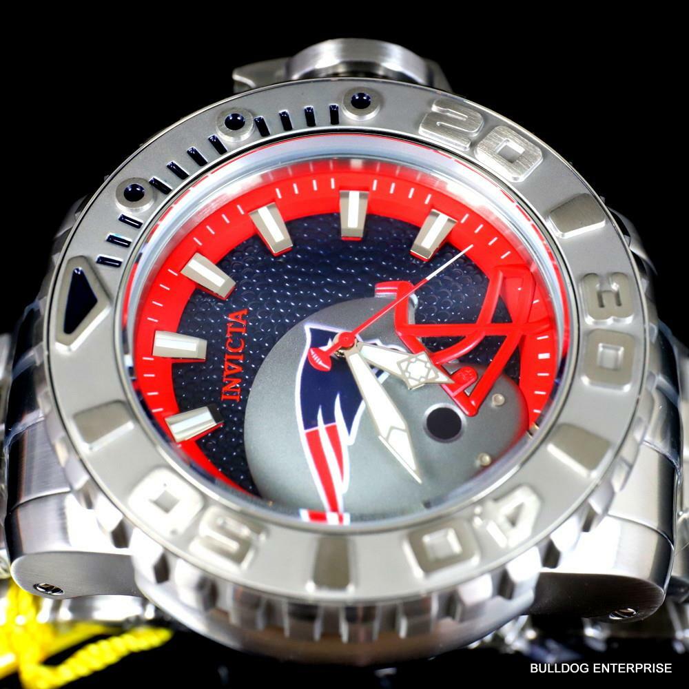Invicta Sea Hunter Gen II NFL New England Patriots 70mm Steel Auto Watch New