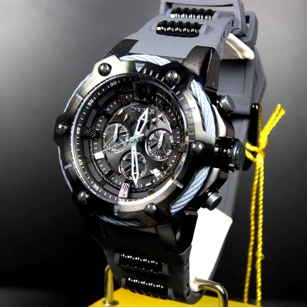 Invicta Marvel Black Panther 52mm Limited Ed Bolt Chronograph Rubber Watch New