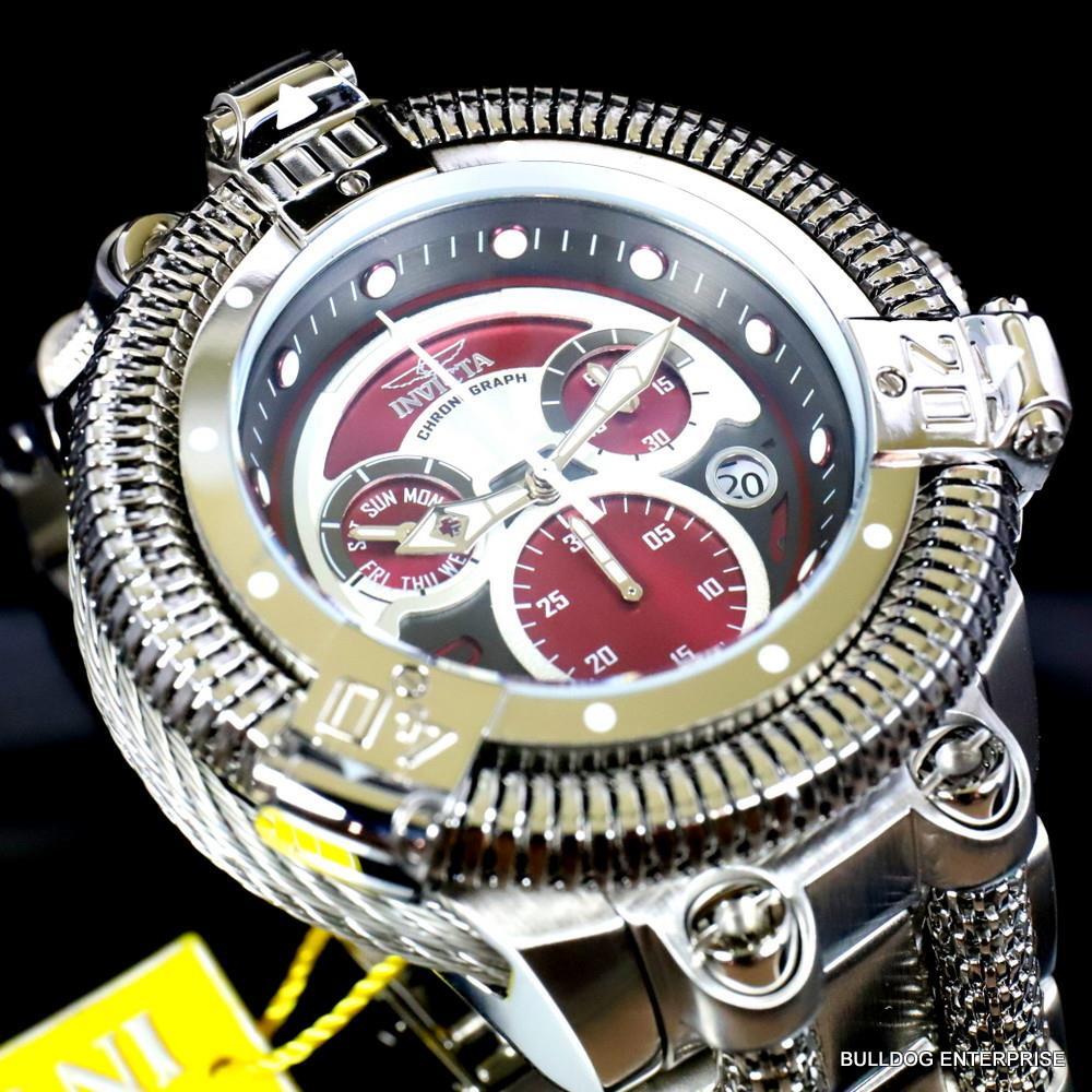 Invicta King Python Stainless Steel Ronda Z60 Burgandy Chronograph Watch New