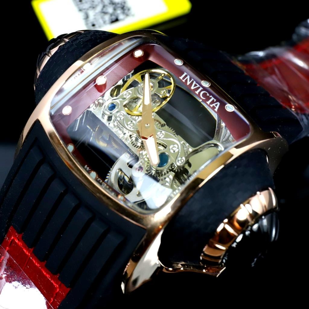 Invicta Vintage Ghost Bridge Automatic Skeletonized Rose Gold Red 68mm Watch New