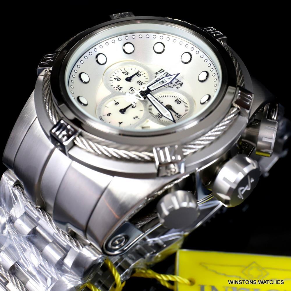 Invicta Reserve Bolt Zeus Swiss Made 52mm Stainless Steel White MOP Watch New