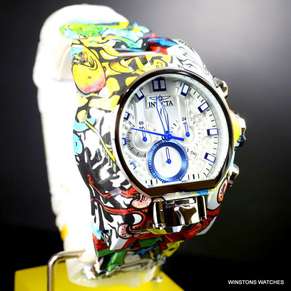 Invicta Reserve Bolt Zeus Magnum Graffiti Steel Blue Swiss Mvt Watch 52mm New