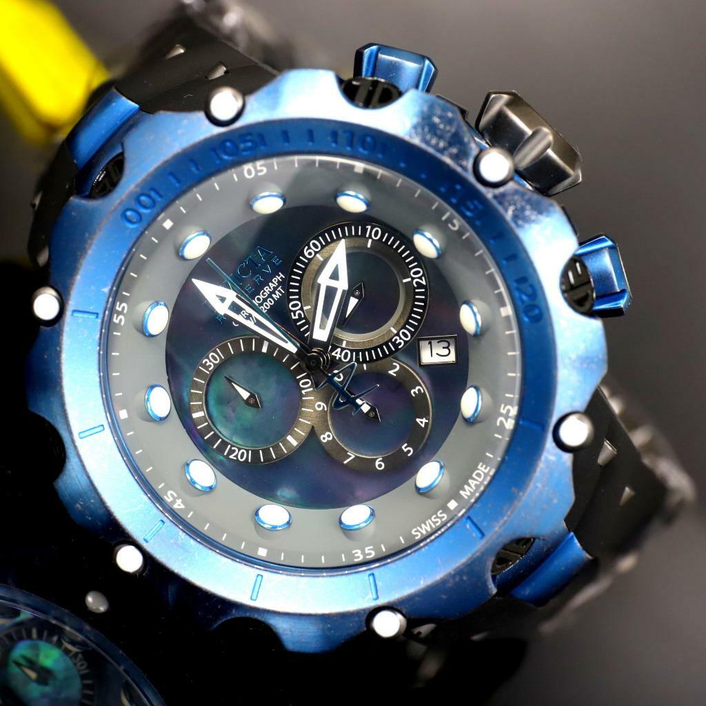 Invicta Reserve Venom Gen II Swiss Made Blue Distressed Black MOP 52mm Watch New
