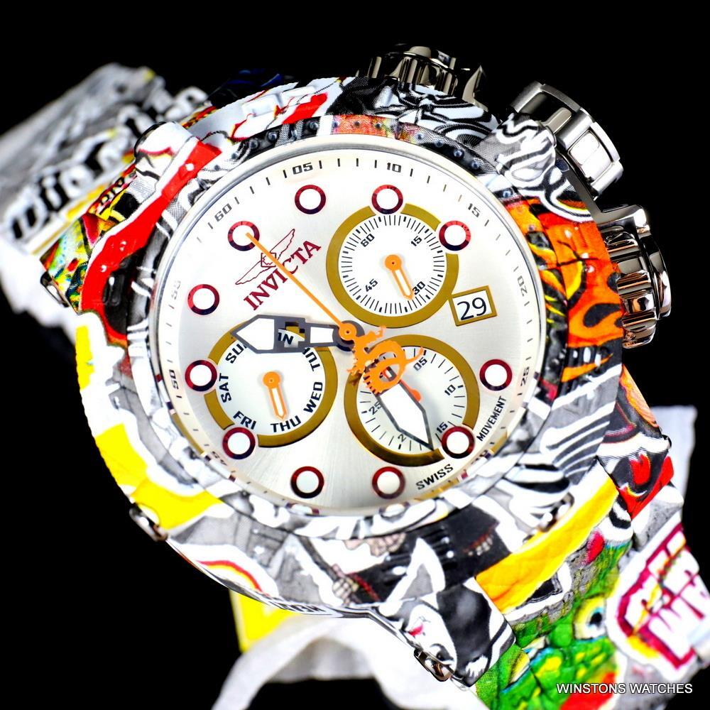Invicta The Subaqua Graffiti Steel Hydroplated Bracelet Swiss Mvt Watch 50mm New