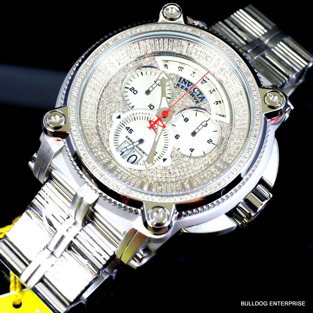 Invicta Reserve Sea Hunter Warrior 2.25 CTW Diamond 56mm Swiss Steel Watch New