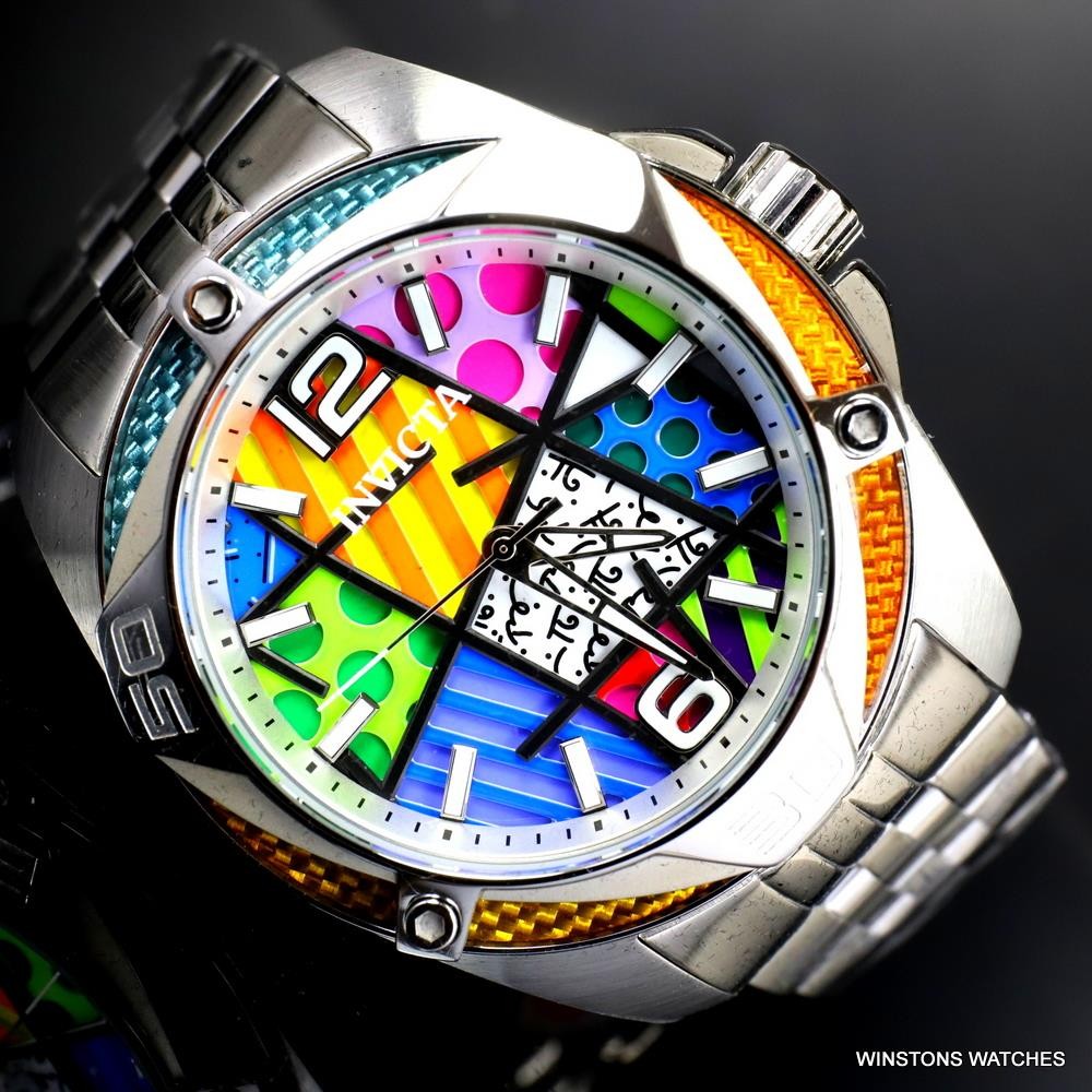 Invicta Romero Britto Limited Edition Stainless Steel Modern Art 50mm Watch New