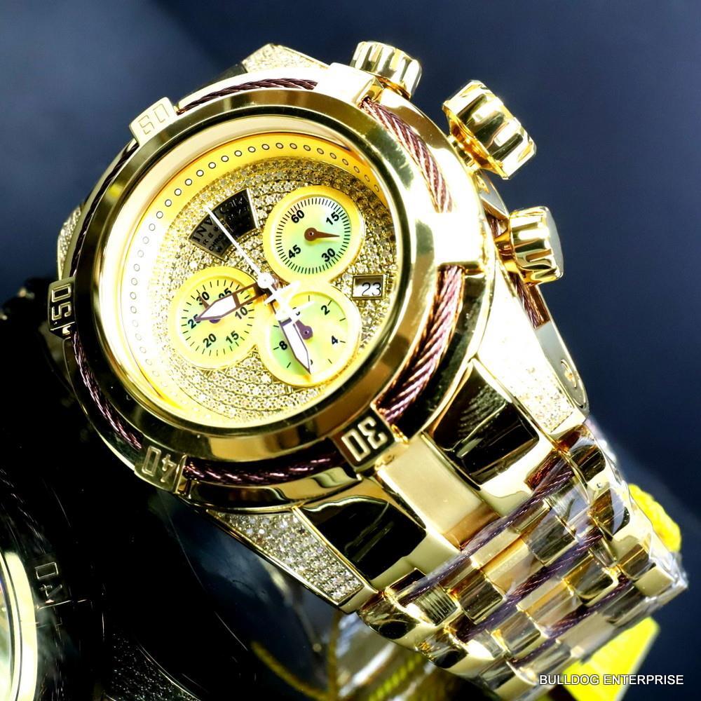 Invicta Reserve Bolt Zeus 1.31 CTW Diamond Gold Plated Steel Swiss Mvt Watch New