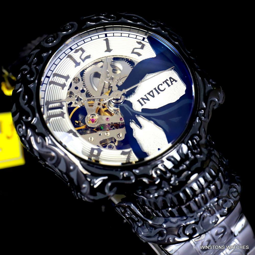 Invicta Artist Skull Automatic Skeletonized Black Stainless Steel 50mm Watch New