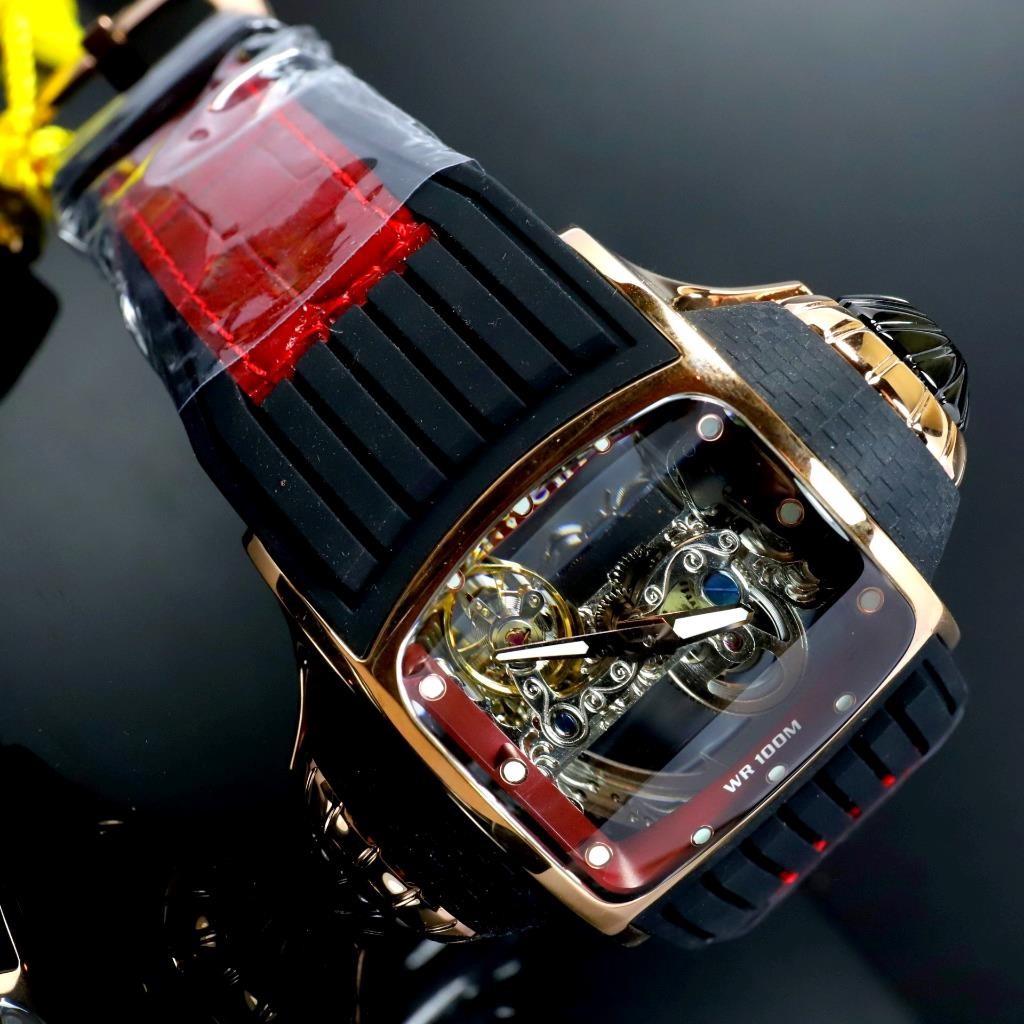 Invicta Vintage Ghost Bridge Automatic Skeletonized Rose Gold Red 68mm Watch New
