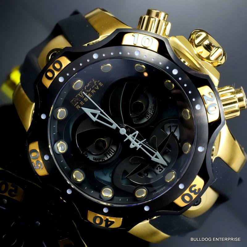 Invicta Reserve Venom DC Comics Joker Gold Plated Black 52mm Swiss Mvt Watch New