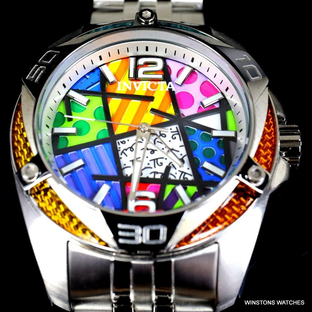 Invicta Romero Britto Limited Edition Stainless Steel Modern Art 50mm Watch New