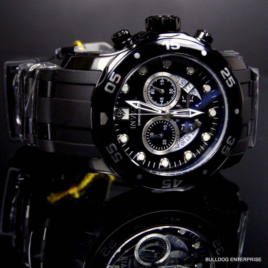 Invicta Pro Diver Scuba Black Chronograph Rubber Black Combat Watch New