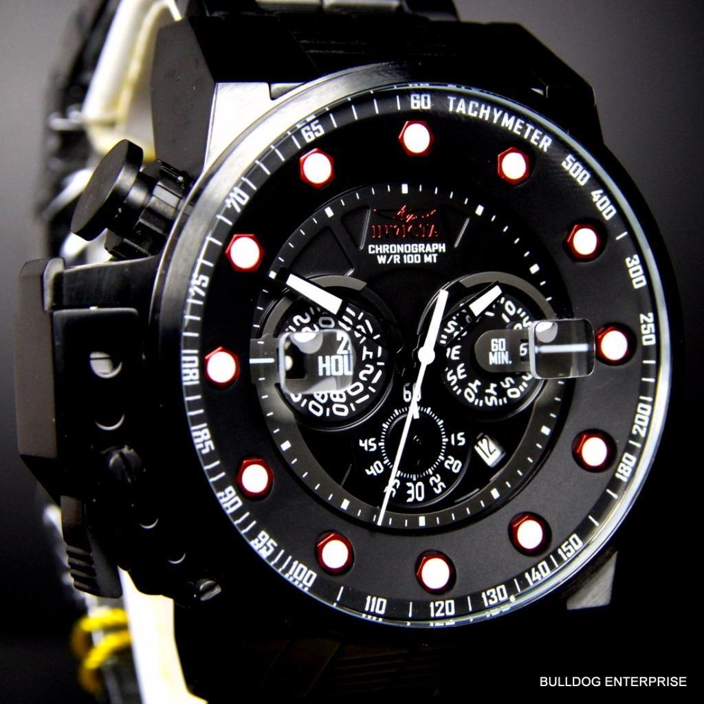 Mens Invicta I Force Bomber Chronograph Black Silicone 50mm Watch New