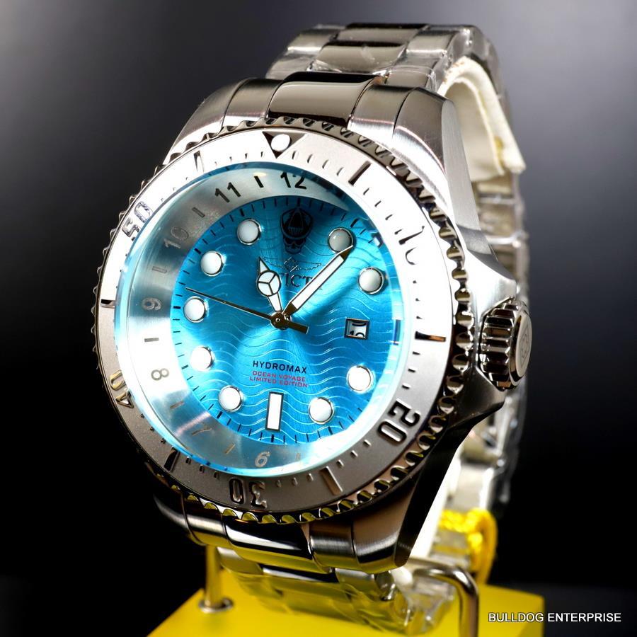 Invicta Hydromax Ocean Voyage Aqua Blue Steel Chronograph Limited Edtn 52mm New