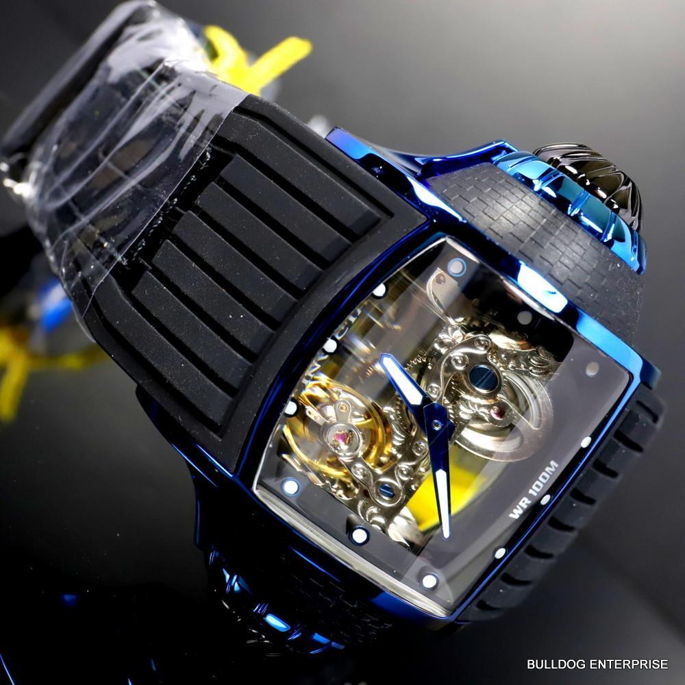 Invicta Vintage Ghost Bridge Automatic Skeletonized Blue Clear 68mm Watch New