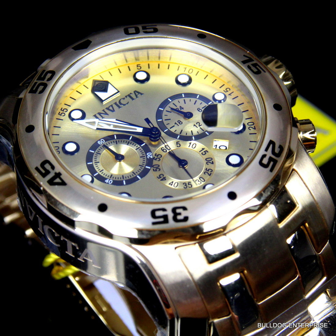 Men's Invicta Pro Diver Scuba 18kt Gold Plated Steel Chronograph 48mm Watch New