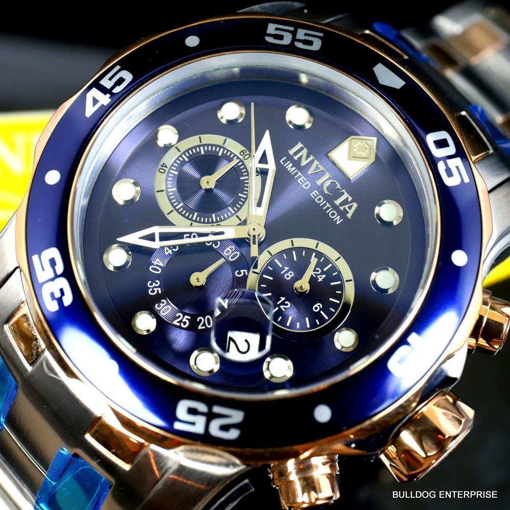 Invicta Pro Diver Scuba Limited Edition Chronograph 48mm Steel Blue Watch New