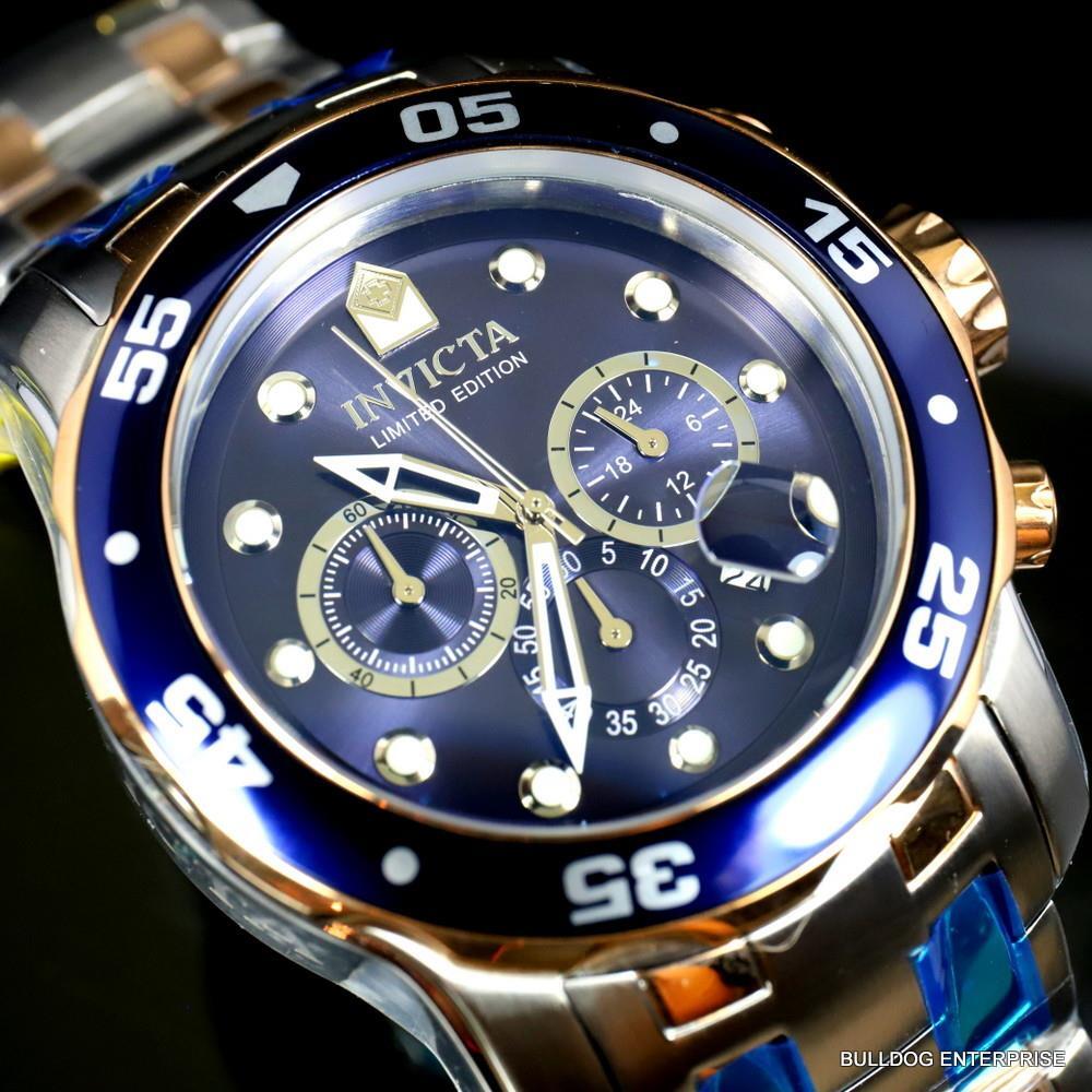 Invicta Pro Diver Scuba Limited Edition Chronograph 48mm Steel Blue Watch New