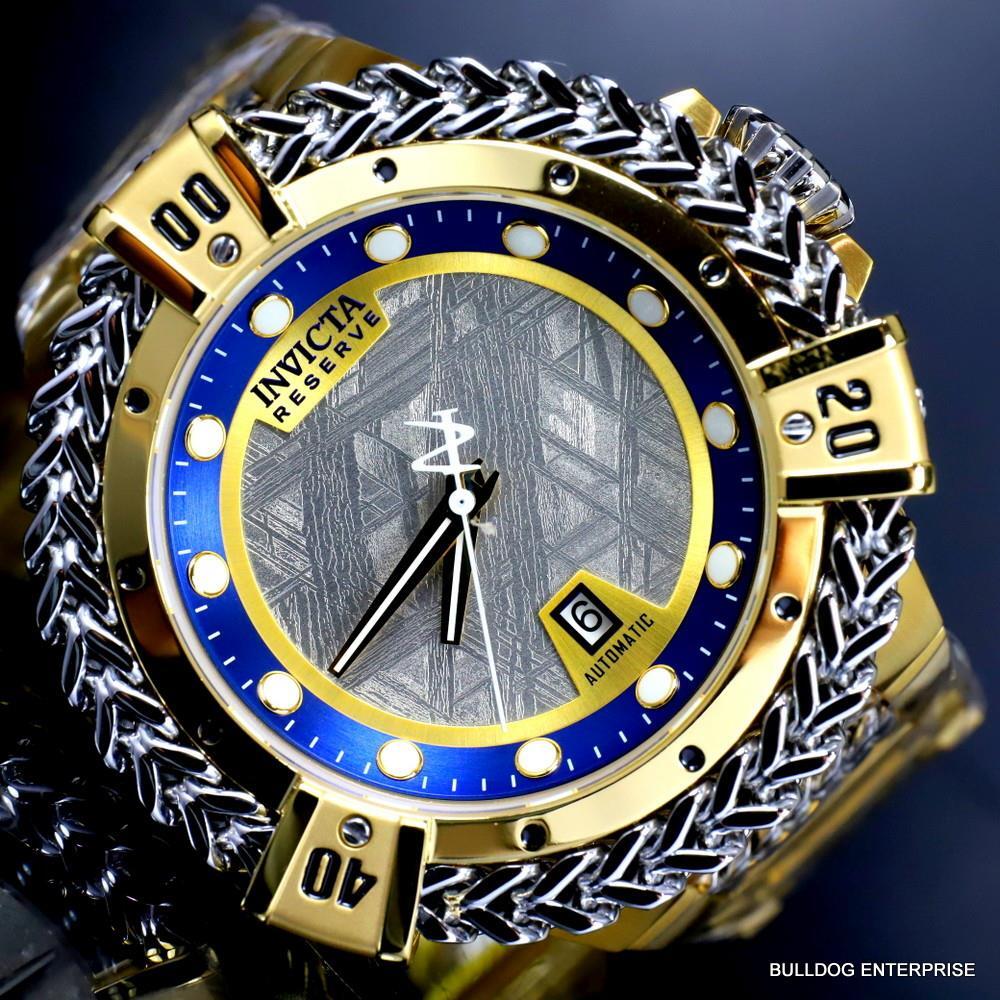 Invicta Reserve Hercules Meteorite Automatic 56mm Gold Plated Steel Watch New