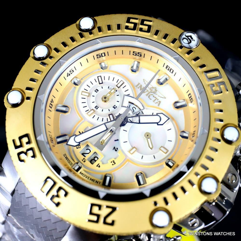 Invicta Subaqua Noma VII Gold Tone MOP Stainless Steel Swiss Mvt Watch 52mm New