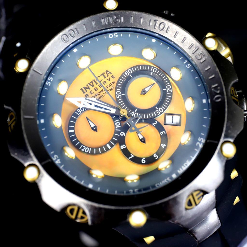 Invicta Reserve Venom Gen II Swiss Made Distressed Black Gold MOP 52mm Watch New