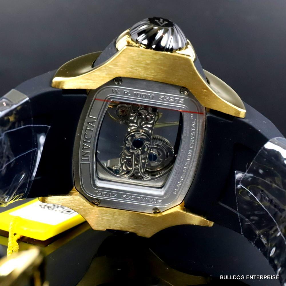 Invicta Vintage Ghost Bridge Automatic Clear Skeletonized Gold 68mm Watch New