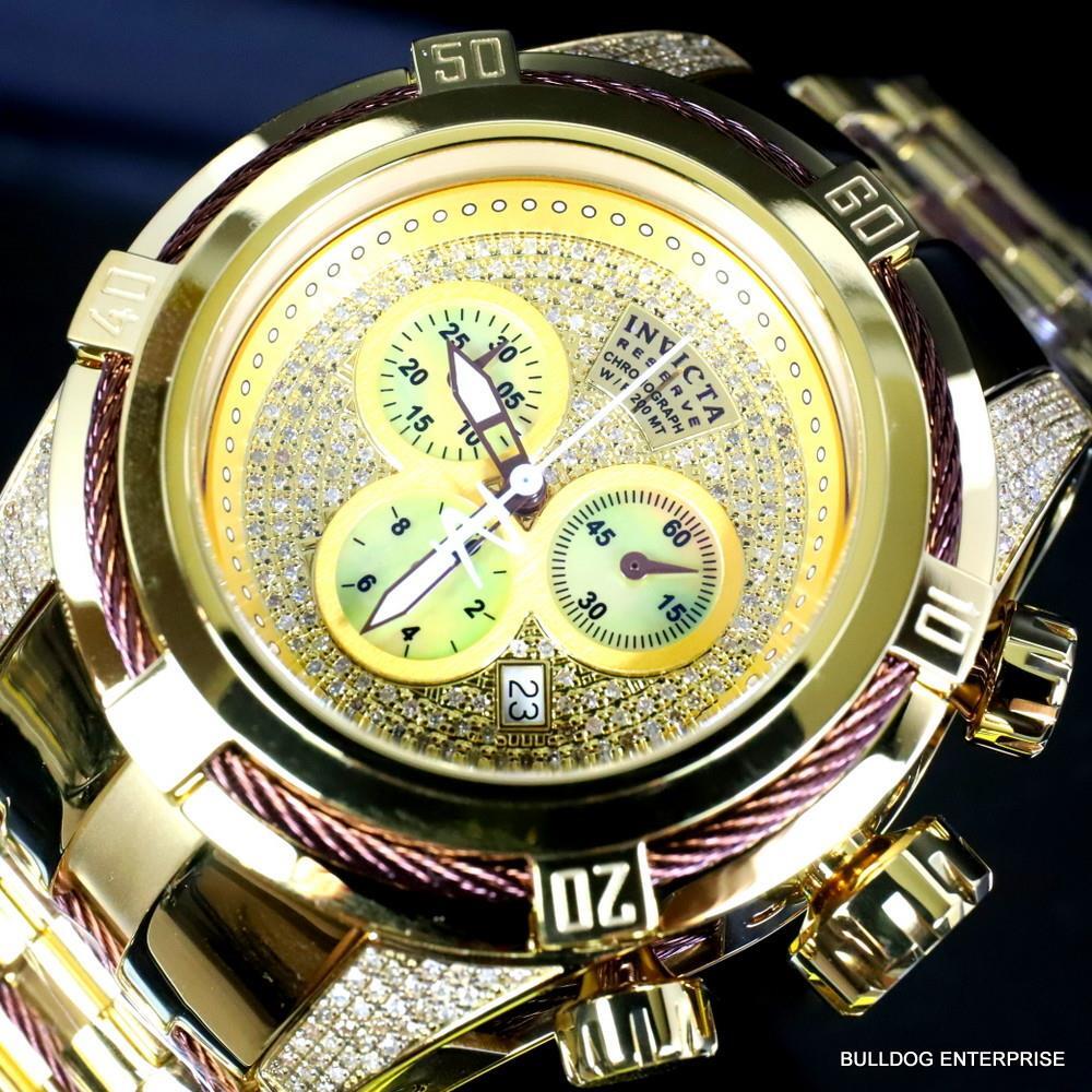 Invicta Reserve Bolt Zeus 1.31 CTW Diamond Gold Plated Steel Swiss Mvt Watch New