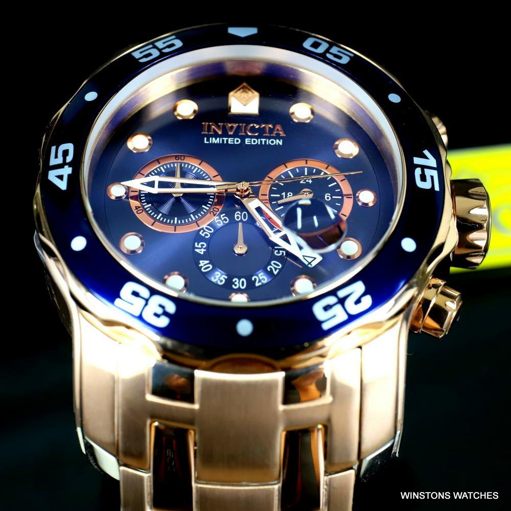 Invicta Pro Diver Scuba Rose Gold Plated Limited Edition 48mm Blue Watch New