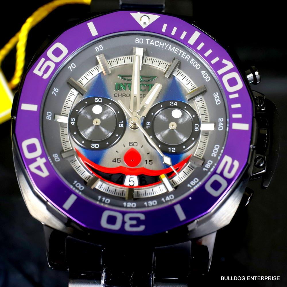 Invicta DC Comics Joker Purple Black Steel Chronograph Limited Ed Watch 52mm New