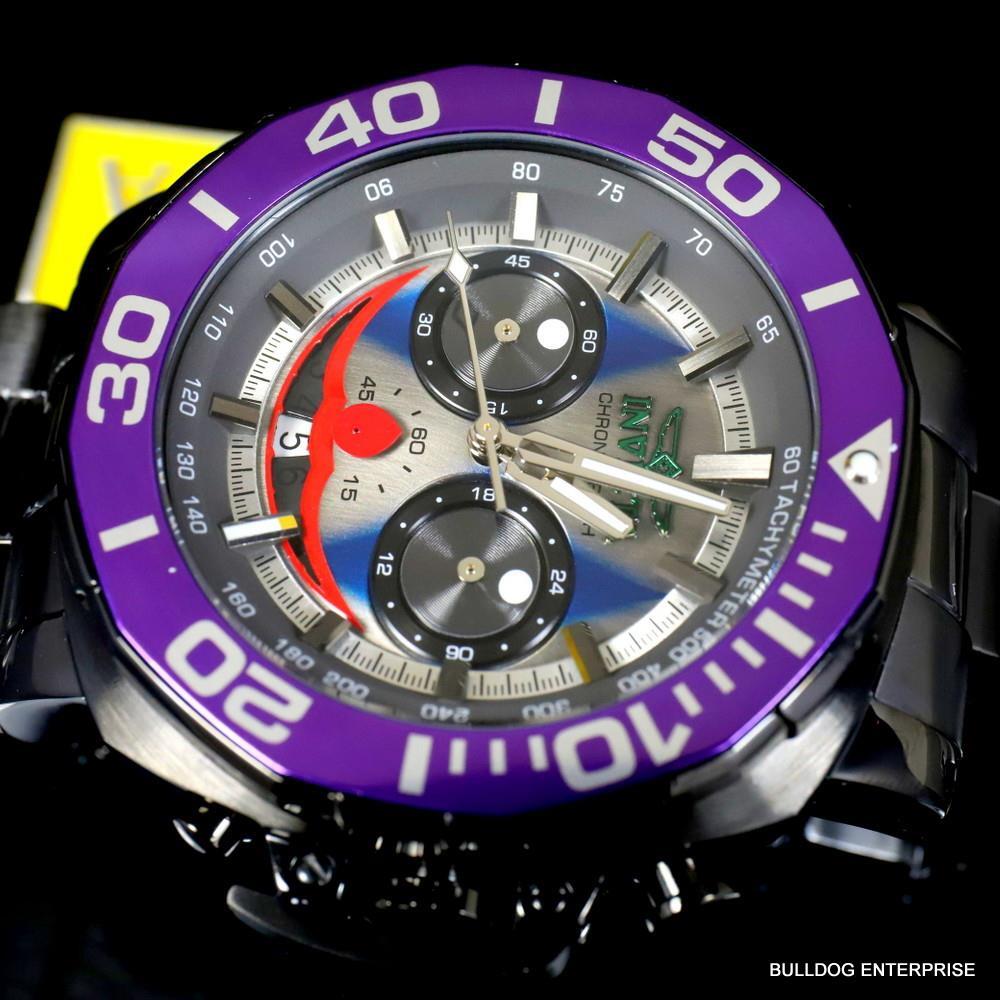 Invicta DC Comics Joker Purple Black Steel Chronograph Limited Ed Watch 52mm New