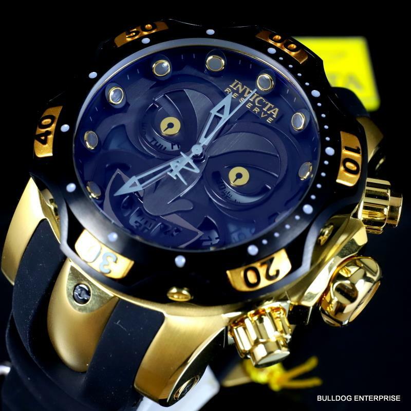 Invicta Reserve Venom DC Comics Joker Gold Plated Black 52mm Swiss Mvt Watch New