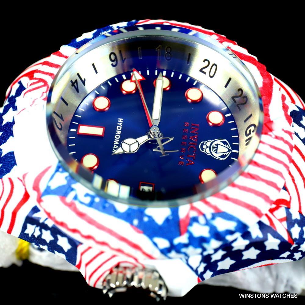 Invicta Reserve Hydromax Hydroplated USA Flag Stars Stripes 52mm Swiss Watch New