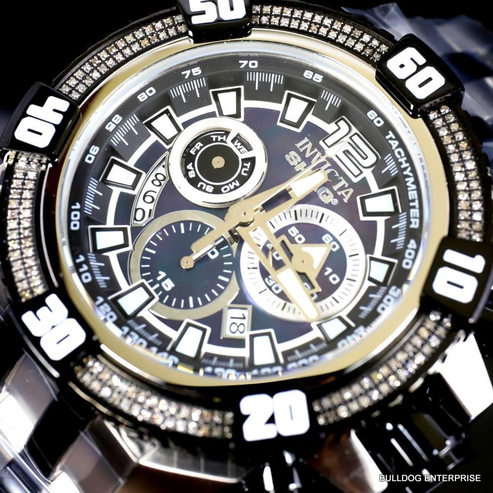 Invicta Shaq Grand Octane .75 CTW Diamond Black MOP Swiss 63mm Steel Watch New