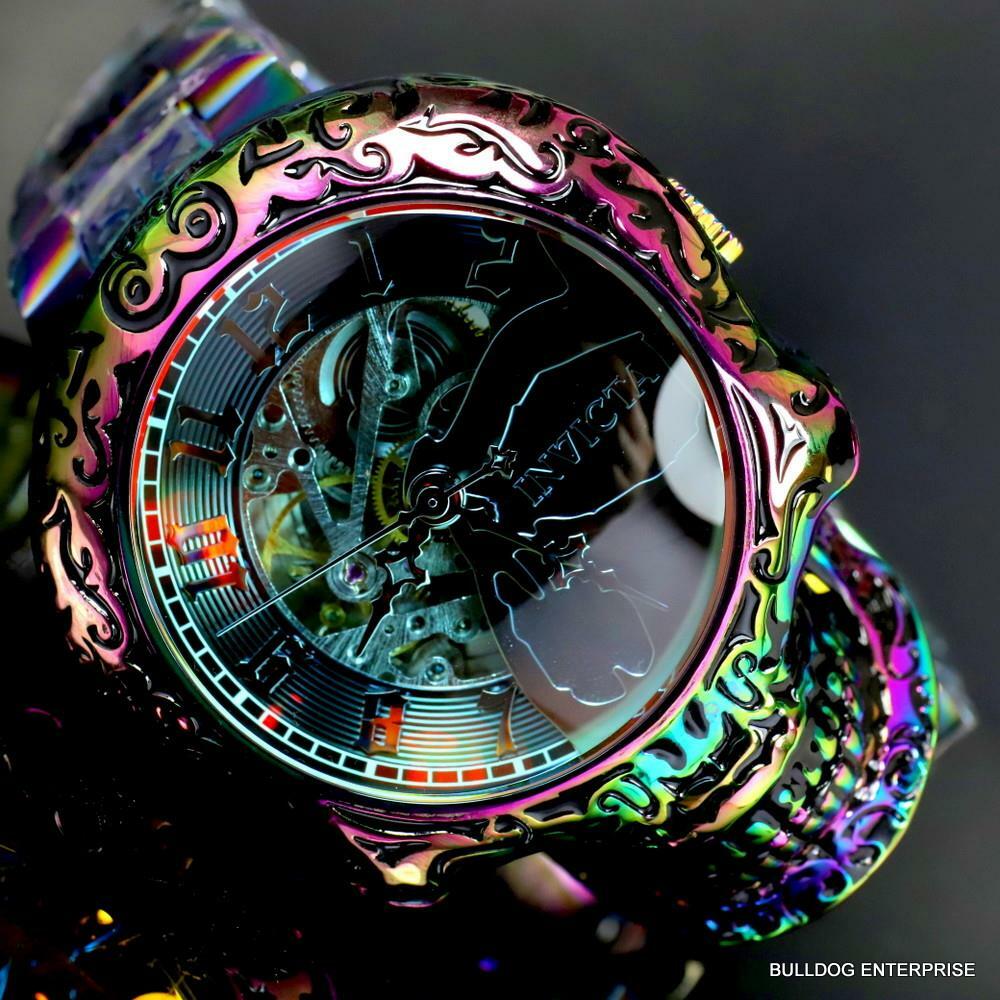 Invicta Artist Skull Automatic Skeletonized Iridescent Steel 50mm Watch New